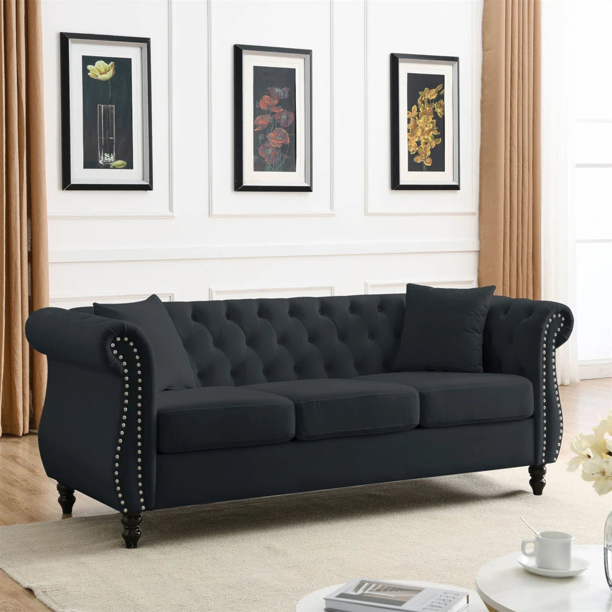7 Seater Sofa Set: Tufted 3-Seater for Modern Sofa Set