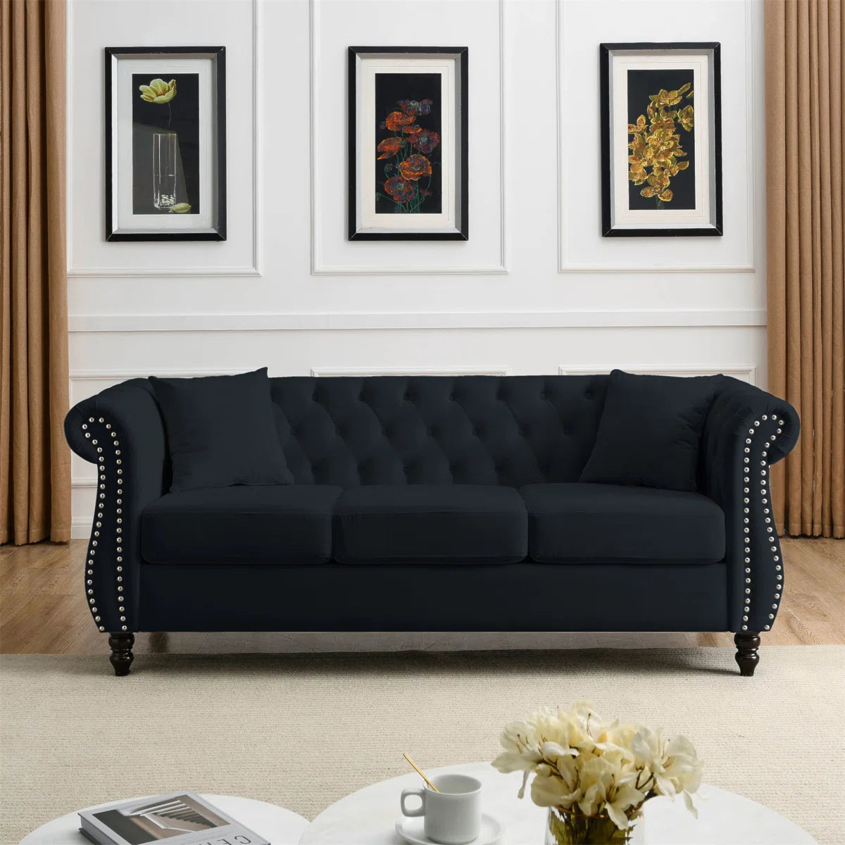 7 Seater Sofa Set: Tufted 3-Seater for Modern Sofa Set