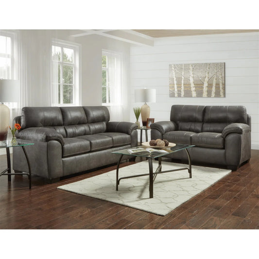 7 Seater Sofa Set: 2-PCS Fabric Pillow-Top Arm Sofa and Loveseat