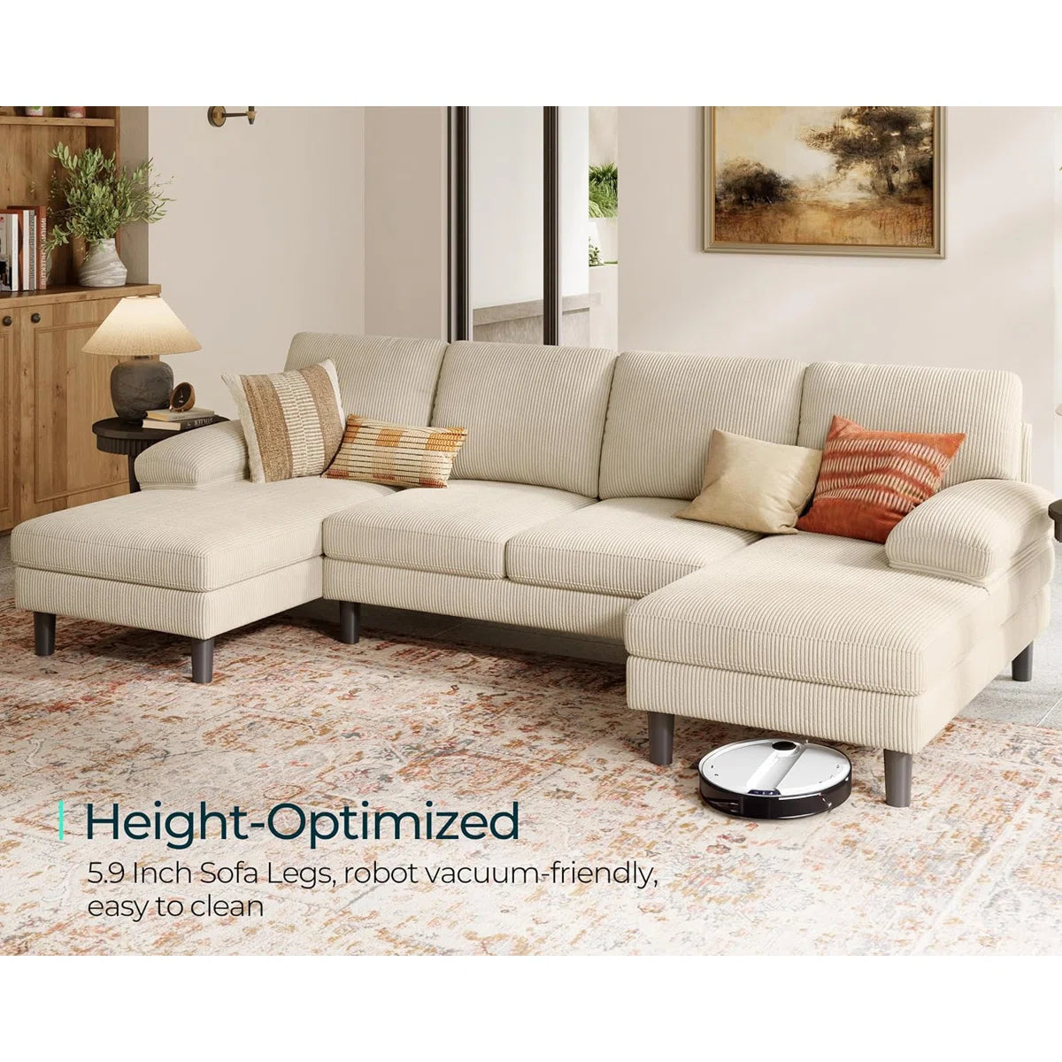 7 Seater Sofa Set: Convertible U-Shaped Sectional Couch with Double Chaises