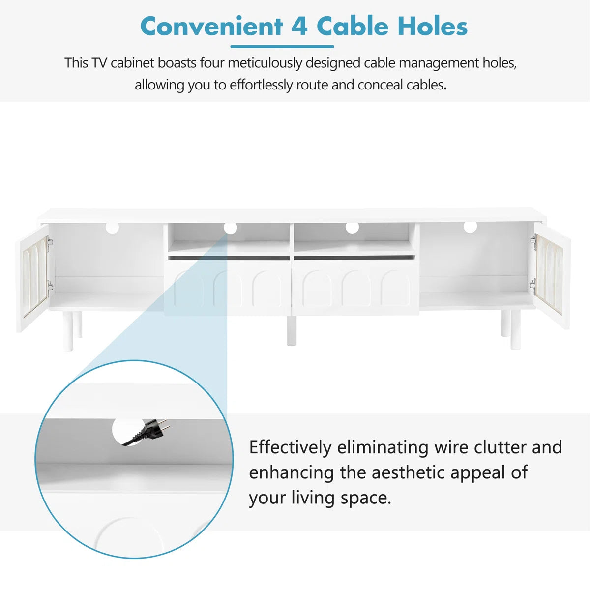 tv panel: LED TV Panel with Glass Doors and Wood Legs for 80" TVs