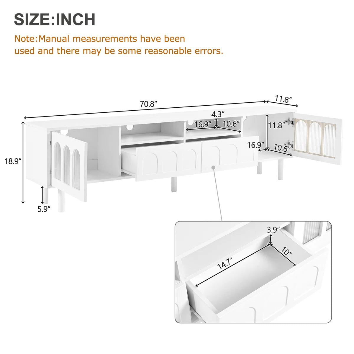 tv panel: LED TV Panel with Glass Doors and Wood Legs for 80" TVs