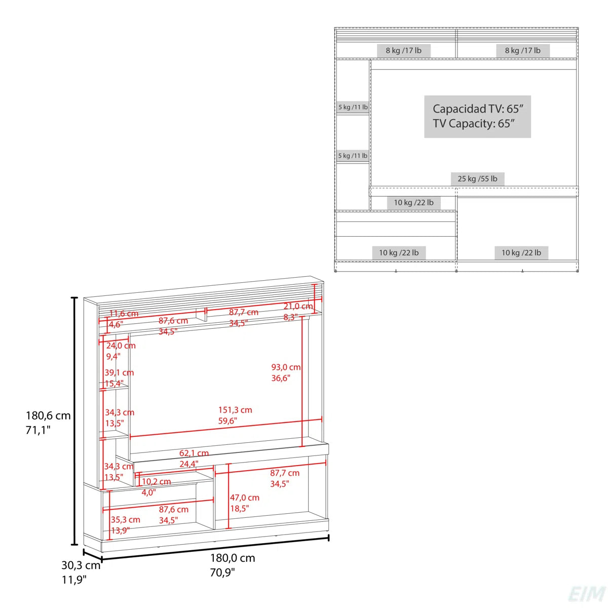 tv panel: 71" Freestanding Entertainment Center with 8 Shelves, tv panel, Cabinet, and Bookcase