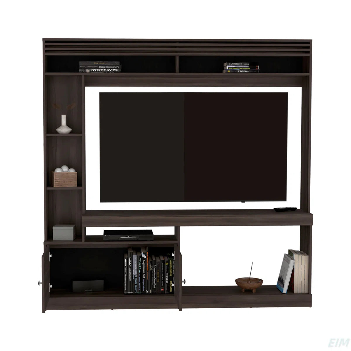 tv panel: 71" Freestanding Entertainment Center with 8 Shelves, tv panel, Cabinet, and Bookcase