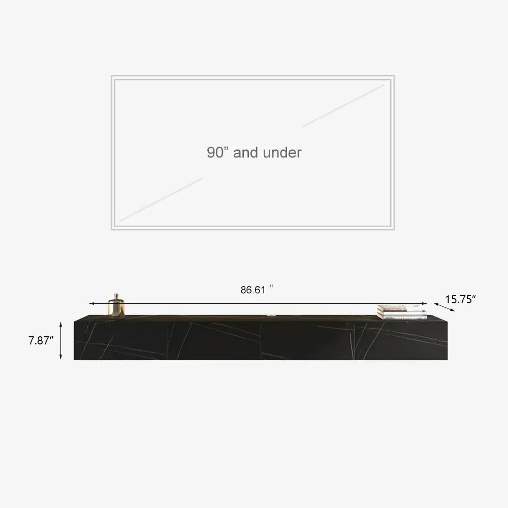 tv panel: Floating TV stand for 88" screens with modern style and storage
