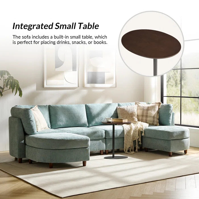 7 Seater Sofa Set: 6-Piece Modern Convertible Sectional with Storage