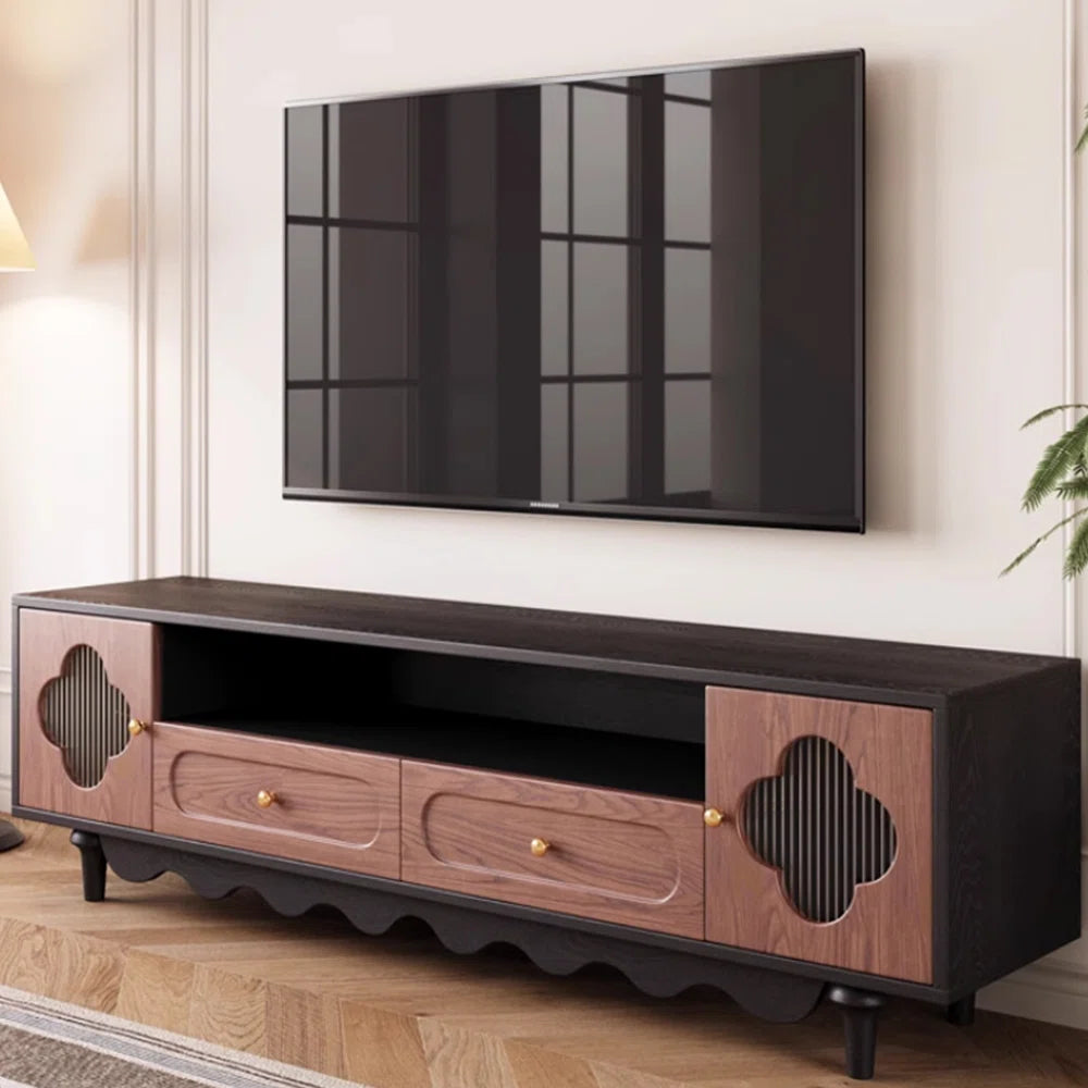 tv panel: Solid Wood TV Cabinet with Modern Design and Elegant, Eye-Catching Color Contrast