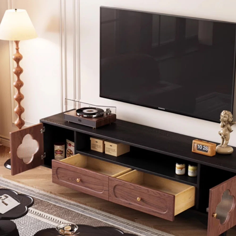 tv panel: Solid Wood TV Cabinet with Modern Design and Elegant, Eye-Catching Color Contrast