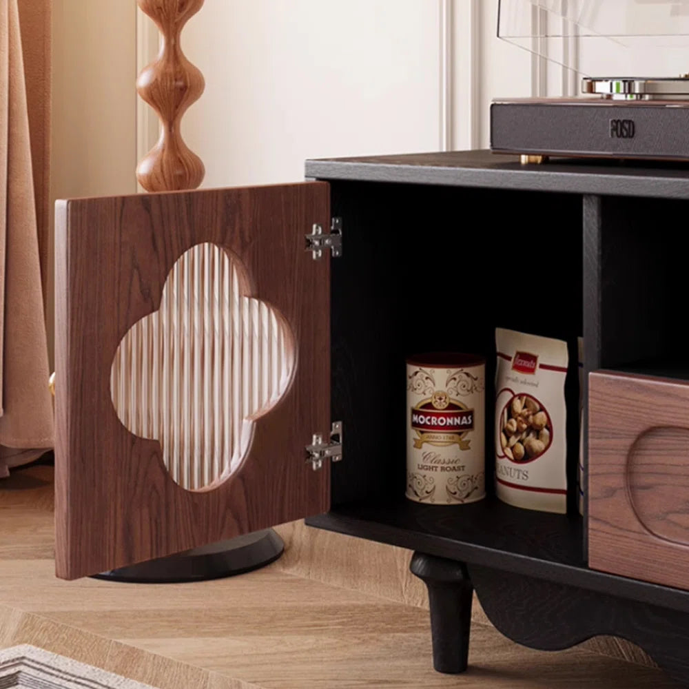 tv panel: Solid Wood TV Cabinet with Modern Design and Elegant, Eye-Catching Color Contrast