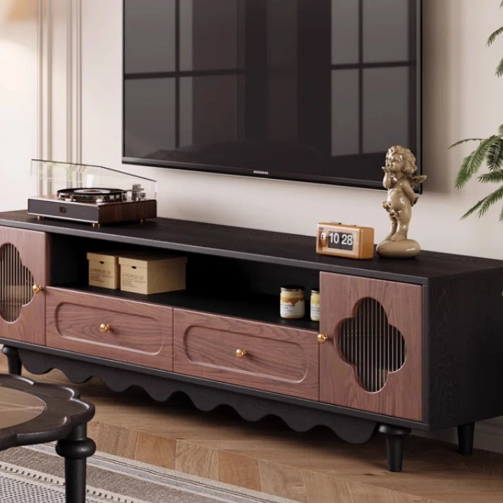 tv panel: Solid Wood TV Cabinet with Modern Design and Elegant, Eye-Catching Color Contrast