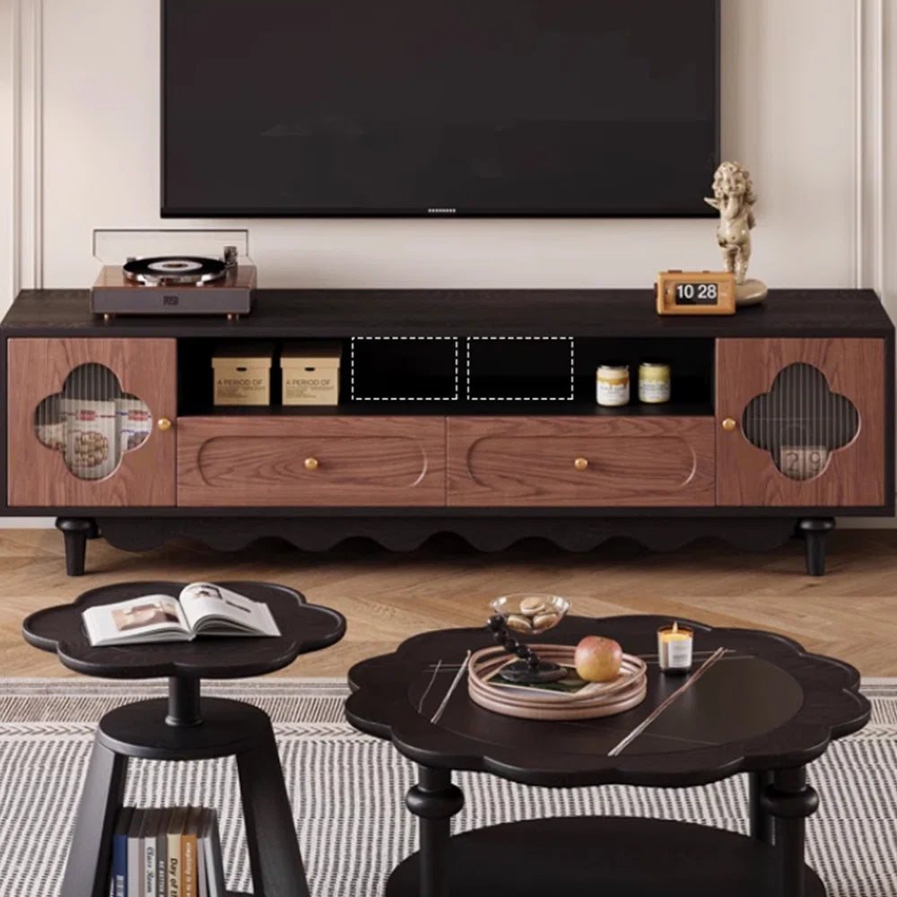 tv panel: Solid Wood TV Cabinet with Modern Design and Elegant, Eye-Catching Color Contrast
