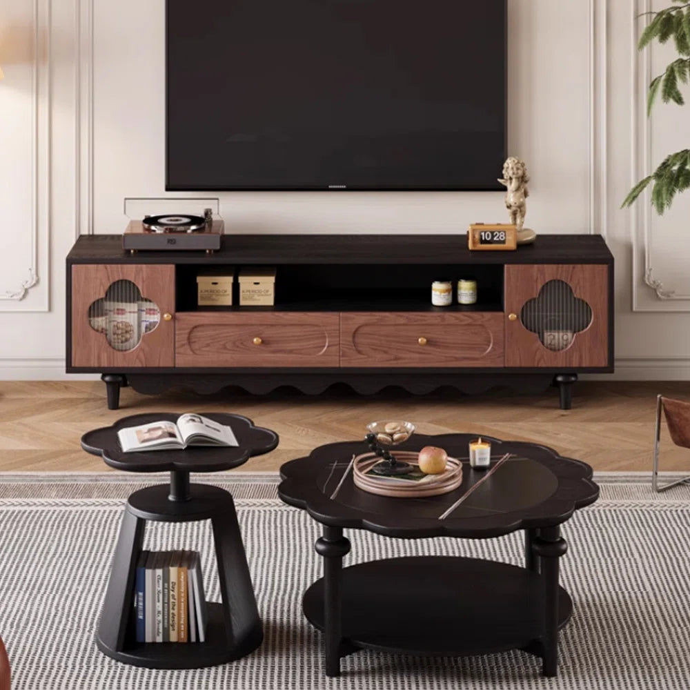 tv panel: Solid Wood TV Cabinet with Modern Design and Elegant, Eye-Catching Color Contrast