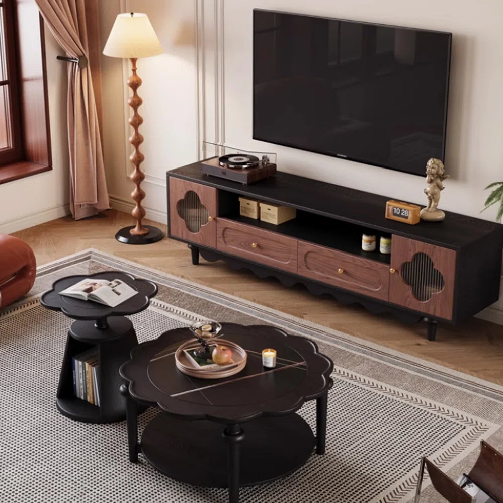 tv panel: Solid Wood TV Cabinet with Modern Design and Elegant, Eye-Catching Color Contrast