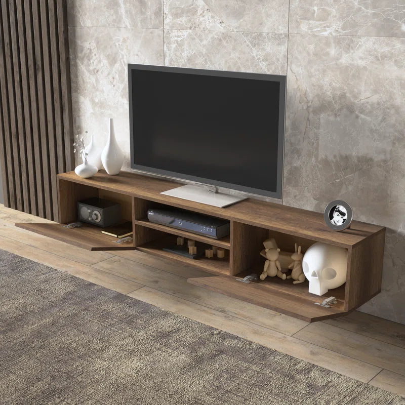 tv panel: Contemporary Floating TV Unit for 78" with Wall Mount Installation
