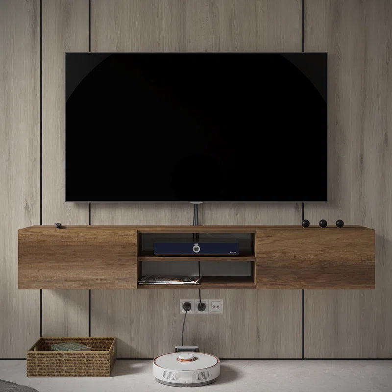 tv panel: Contemporary Floating TV Unit for 78" with Wall Mount Installation