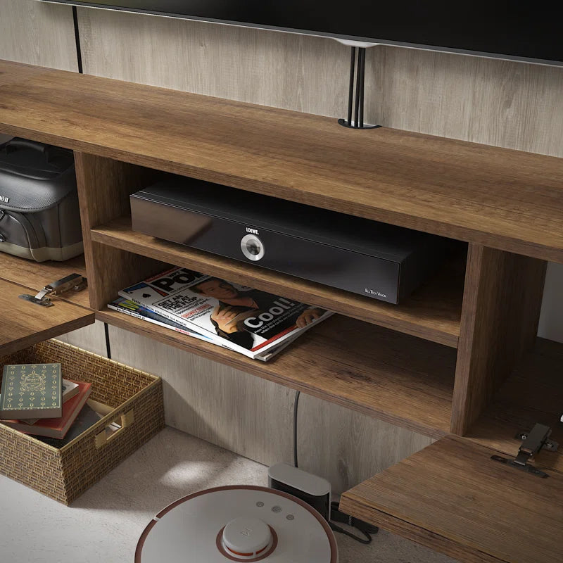 tv panel: Contemporary Floating TV Unit for 78" with Wall Mount Installation