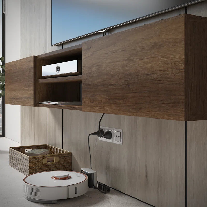 tv panel: Contemporary Floating TV Unit for 78" with Wall Mount Installation