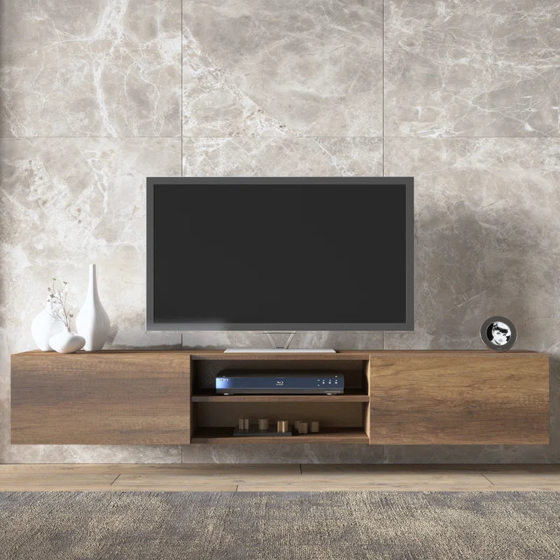 tv panel: Contemporary Floating TV Unit for 78" with Wall Mount Installation