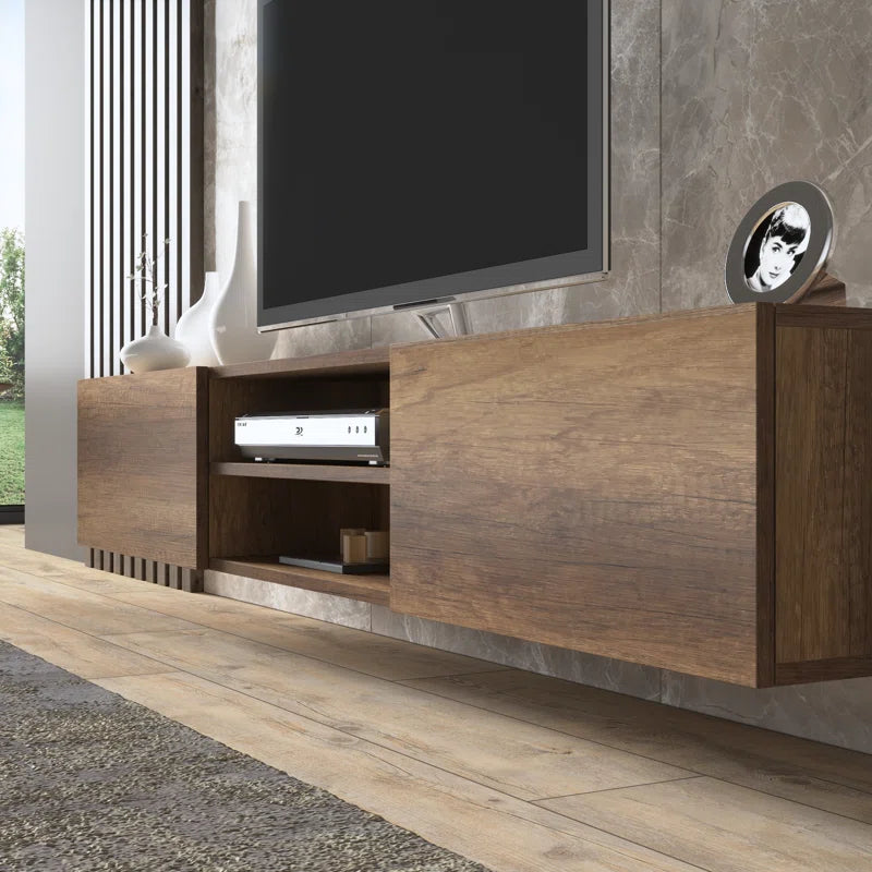 tv panel: Contemporary Floating TV Unit for 78" with Wall Mount Installation