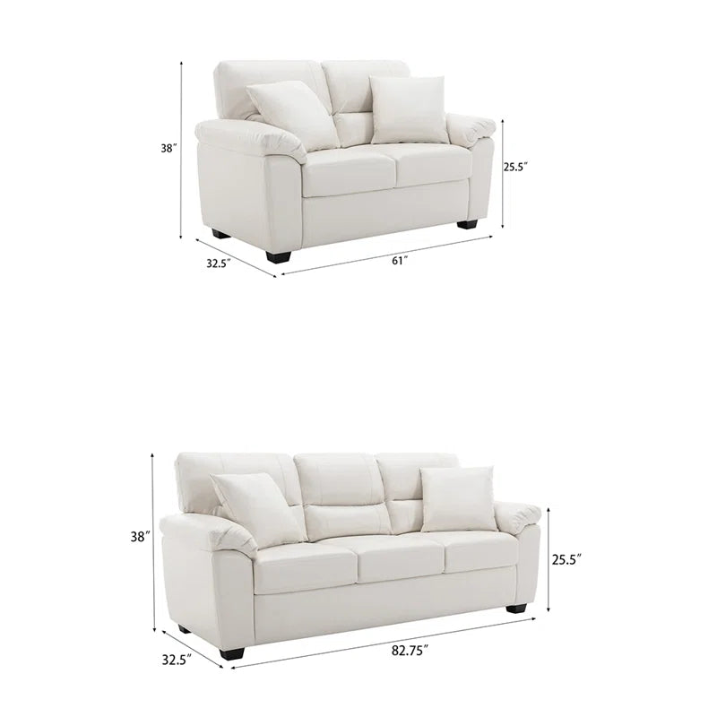 Luxury Sofa Sets: 2-Piece Modern High-Back Sofa & Loveseat for Luxurious Comfort