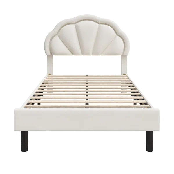 Divan Bed: Aisaiah Flower Silhouette Headboard Upholstered Platform Bed