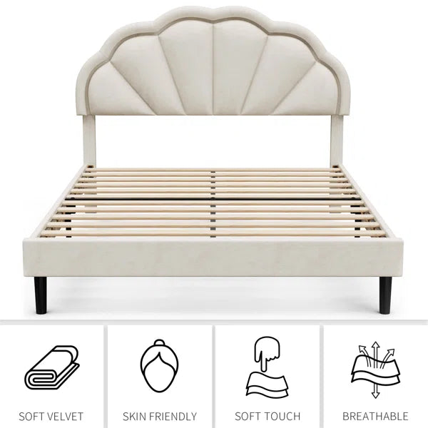 Divan Bed: Aisaiah Flower Silhouette Headboard Upholstered Platform Bed