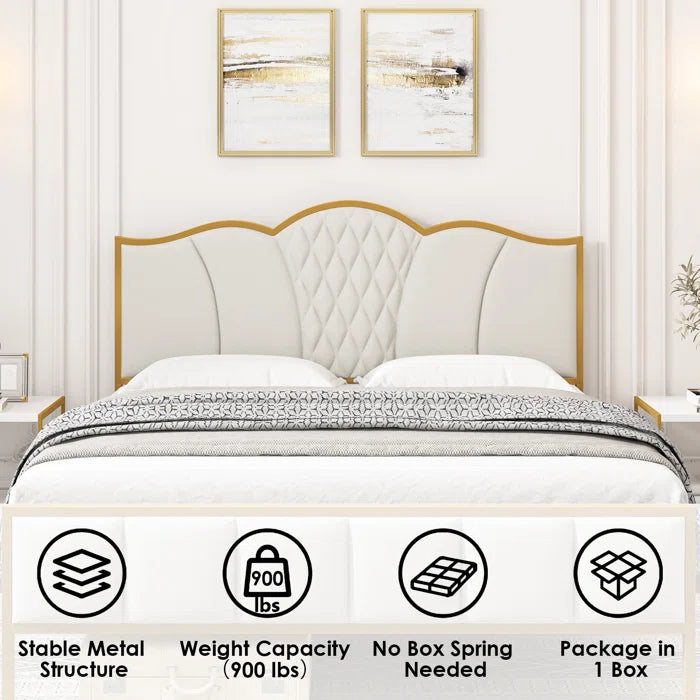 Divan Bed: Corringham Platform Bed Frame with Design Headboard