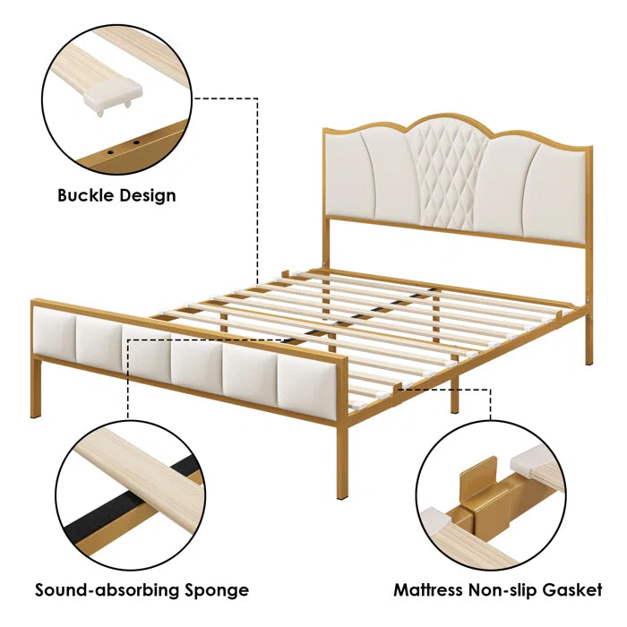 Divan Bed: Corringham Platform Bed Frame with Design Headboard