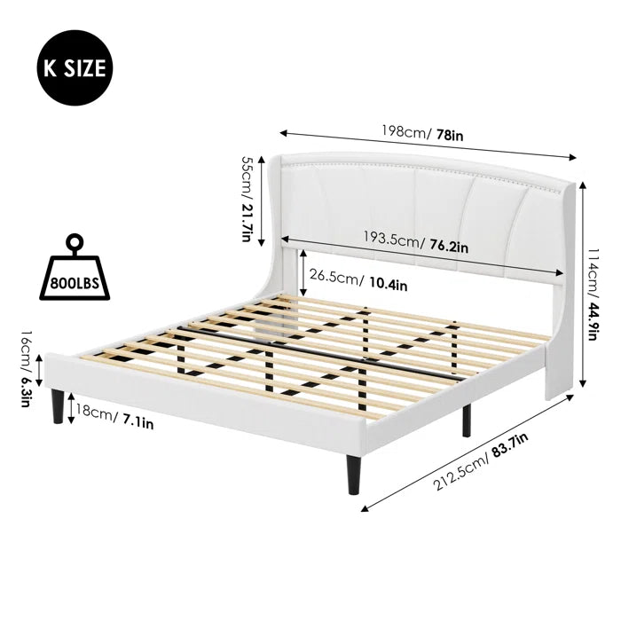 Divan Bed: Kohan Platform Bed Frame with Wingback Headboard