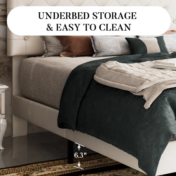 Divan Bed: Low Profile Linen or Faux Leather Upholstered Bed
