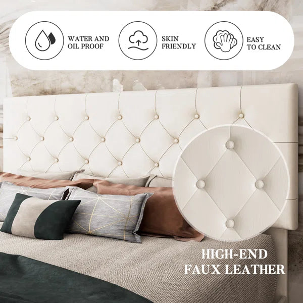 Divan Bed: Low Profile Linen or Faux Leather Upholstered Bed