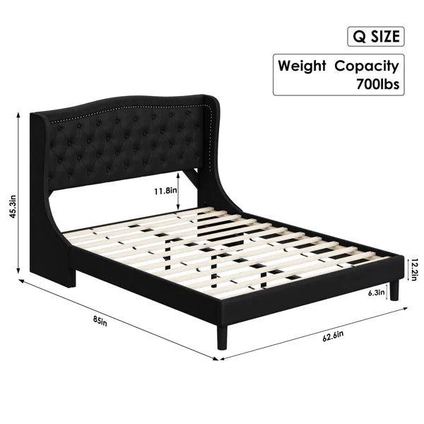 Divan Bed: Lyndhur Tufted Upholstered Low Profile Standard Bed