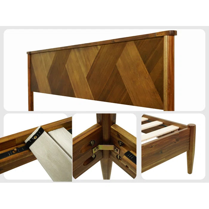 Divan Bed: Panthera Solid Wood Bed Frame with Artistic Patterned Headboard