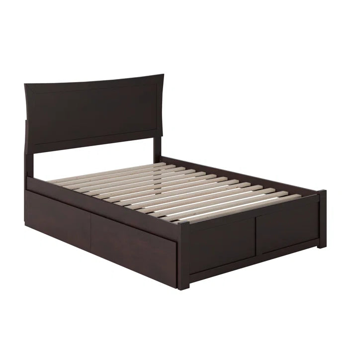 Divan Bed: Wells Solid Wood Storage Platform Bed with Footboard and Under Bed Drawers