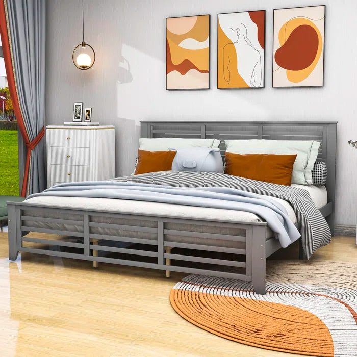 Divan Bed: Wooden Platform Bed with Headboard and Slats Support