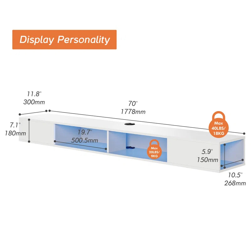 tv panel: Floating Entertainment Center for 75" TVs with Storage