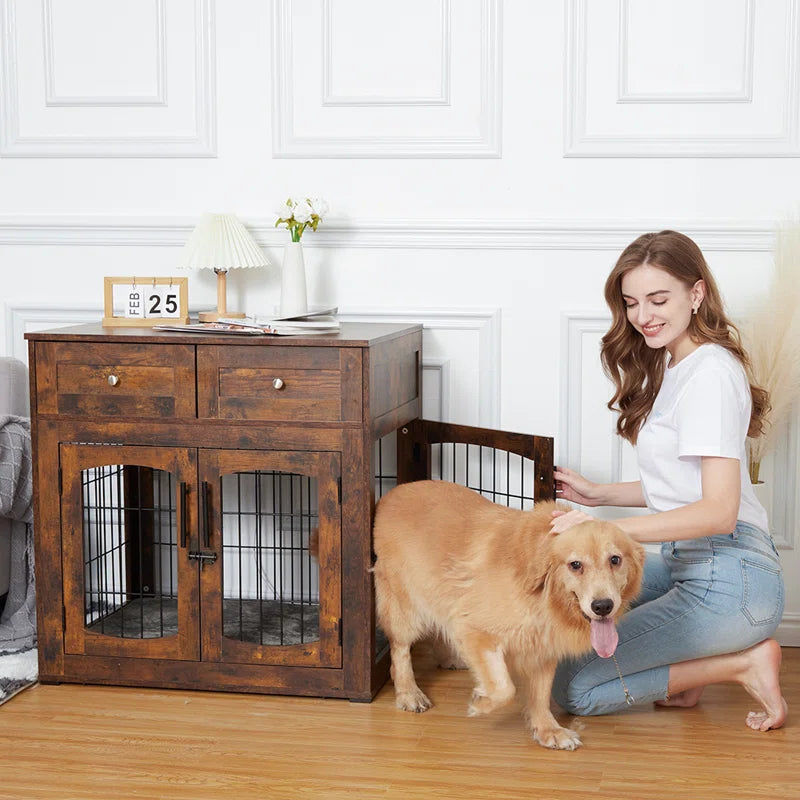 Dog House: Brown Wood Dog Kennel