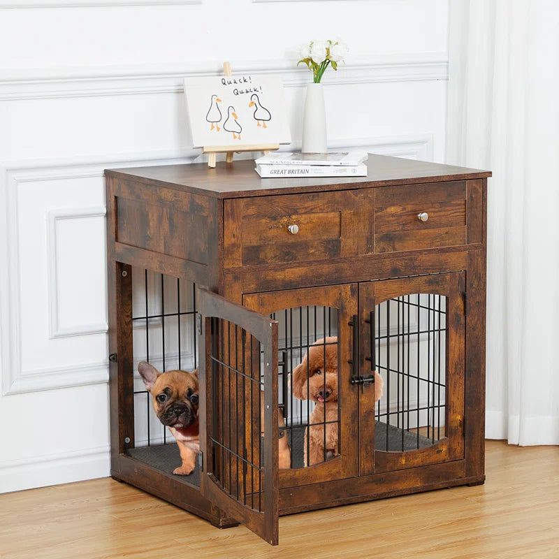 Dog House: Brown Wood Dog Kennel