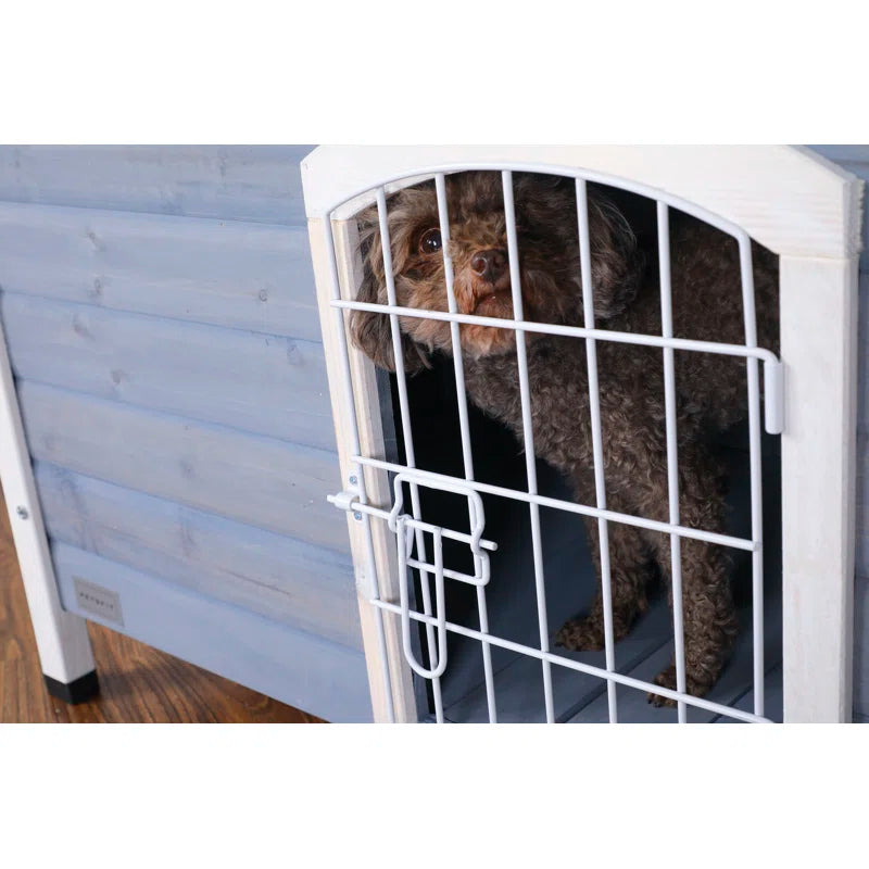 Dog House: Wood Dog Kennel Gray