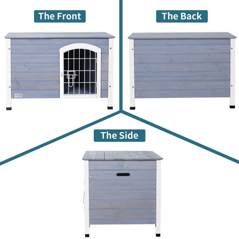 Dog House: Wood Dog Kennel Gray