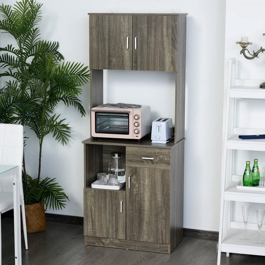 Microwave Stands: Dubach  70'' Freestanding Kitchen Pantry with Microwave