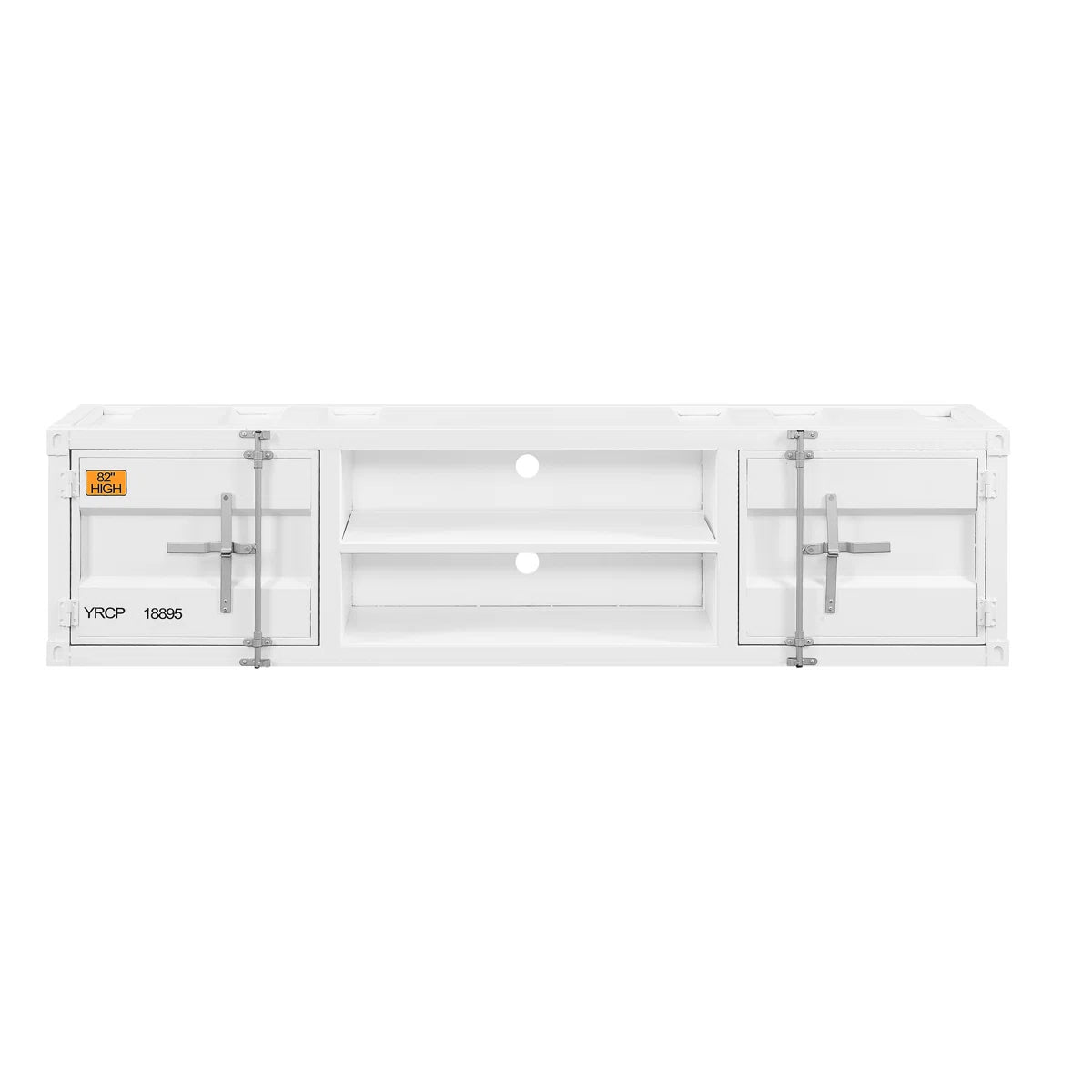 tv panel: Industrial Rectangular tv panel with 2 Doors and Open Storage