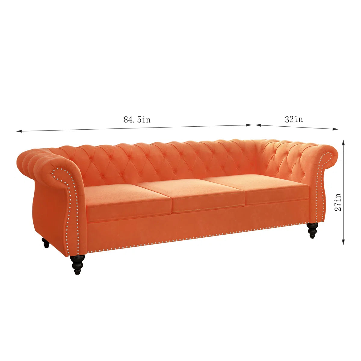 Luxury Sofa Sets: Orange Velvet Chesterfield Sofa & Armchair Set