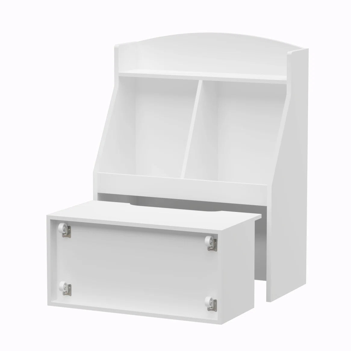 Kids Toy Storage Unit: Wooden Bookcase with Drawer and Wheels – White Finish