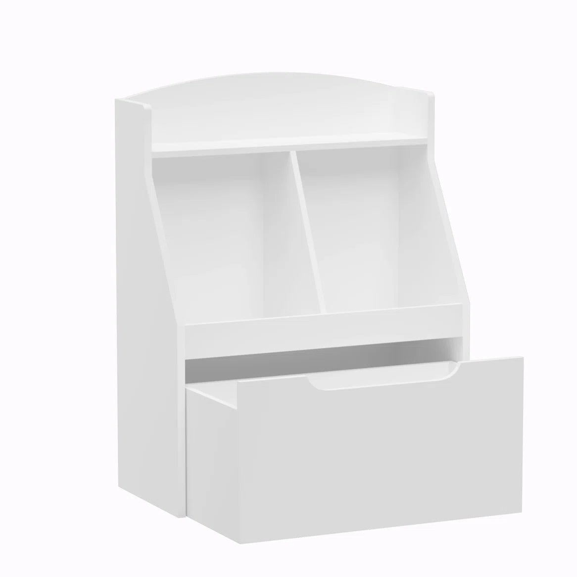 Kids Toy Storage Unit: Wooden Bookcase with Drawer and Wheels – White Finish