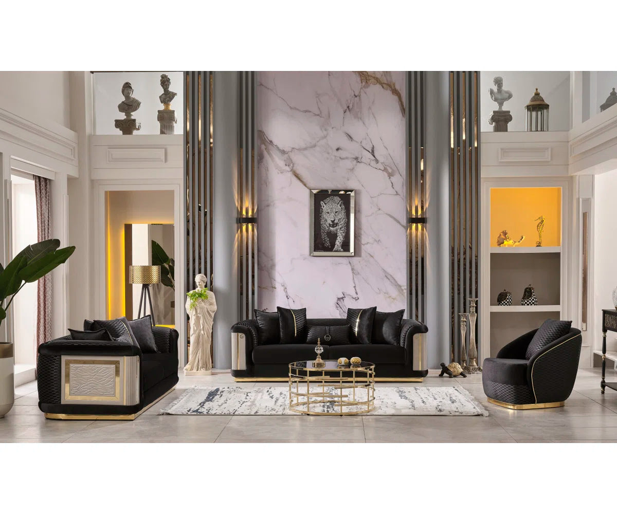 7 Seater Sofa Set: 3-Piece Modern Velvet Living Room Furniture