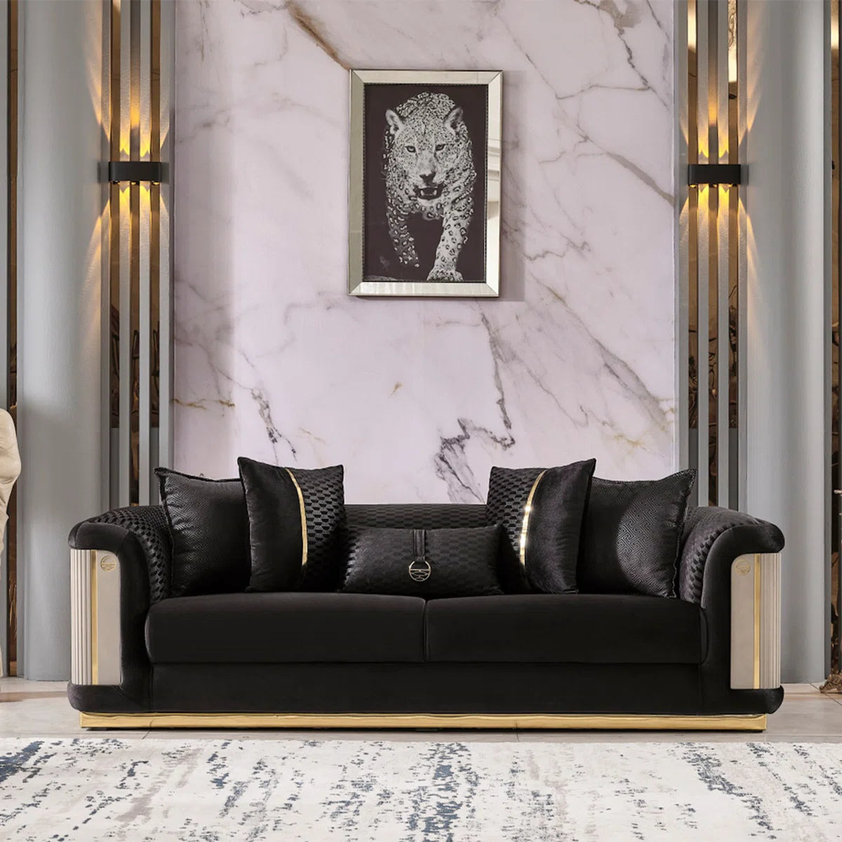 7 Seater Sofa Set: 3-Piece Modern Velvet Living Room Furniture