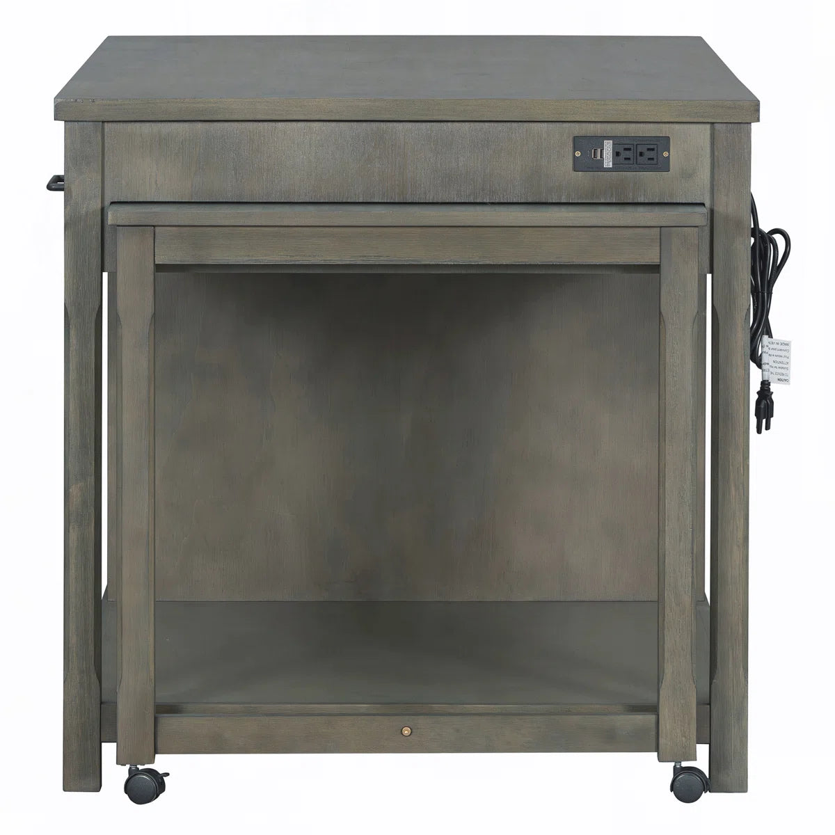 Kitchen Island Table with Expandable Countertop, Power Outlets & Storage – Retro Style for Modern Homes