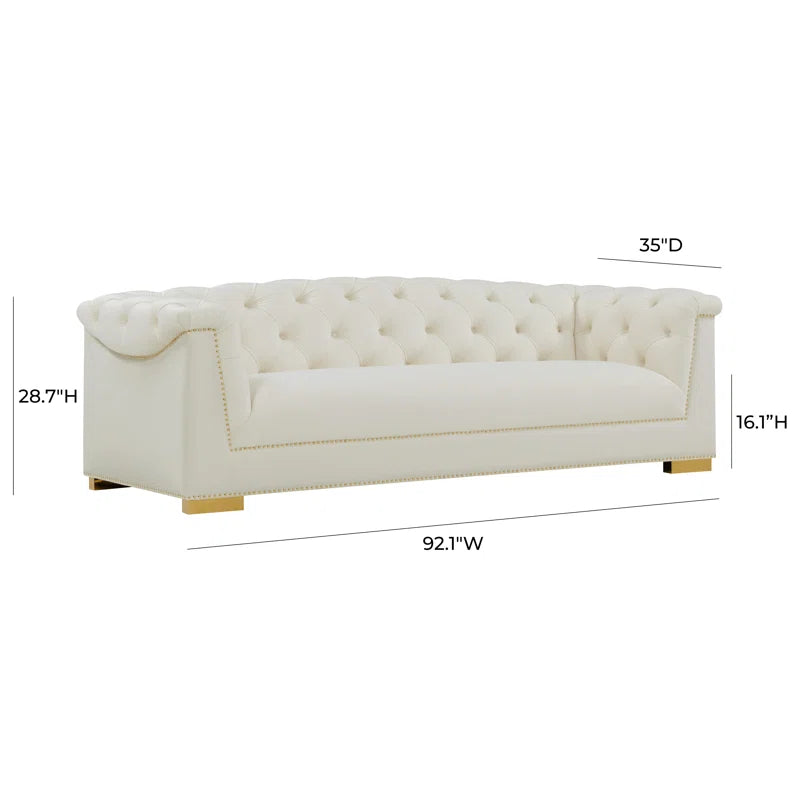 Luxury Sofa Sets: Cream Velvet Tufted Sofa + Loveseat Set with Gold Nailhead Trim