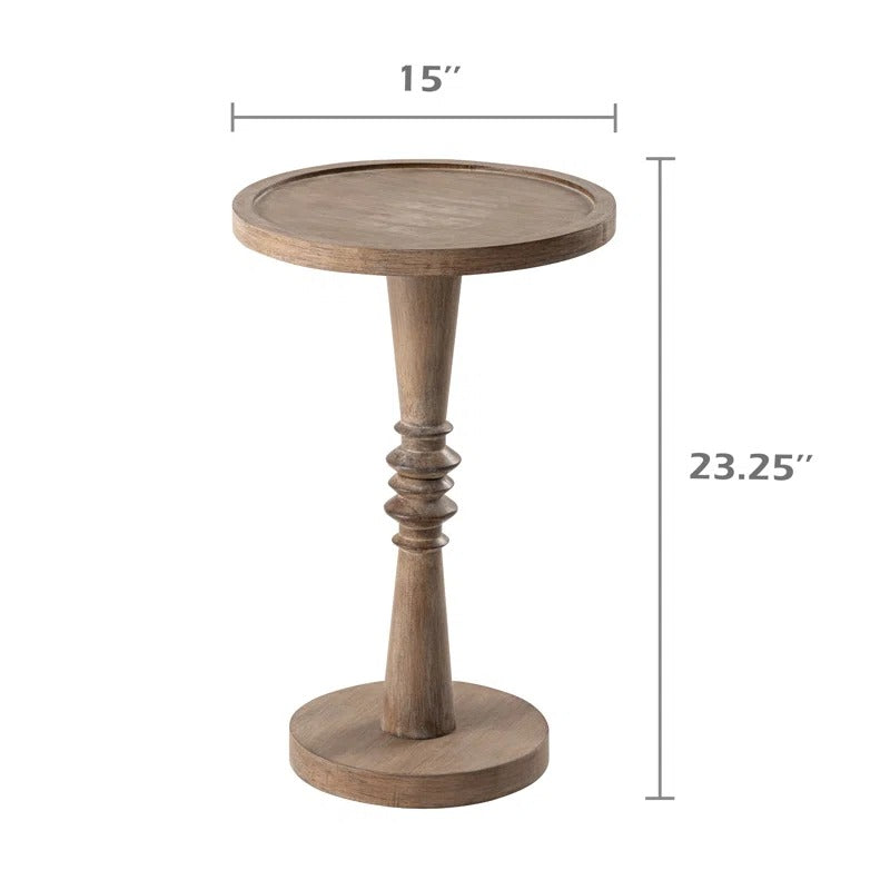 Small Drinking Table, Farmhouse Tray Top End Table, Distressed Natural Wood Color